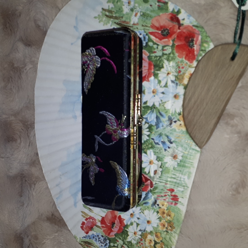 Small black with colored butterflies jewelry case from Chinatown, San Francisco